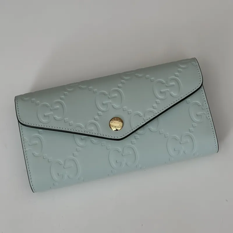 Gucci GG Embossed Leather Envelope Continental Wallet 19×10×3.5cm #A65013