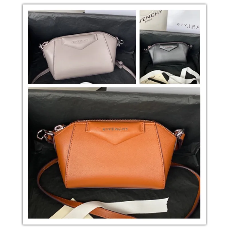Givenchy Orange Leather Crossbody Bag With Signature Branding #A52347