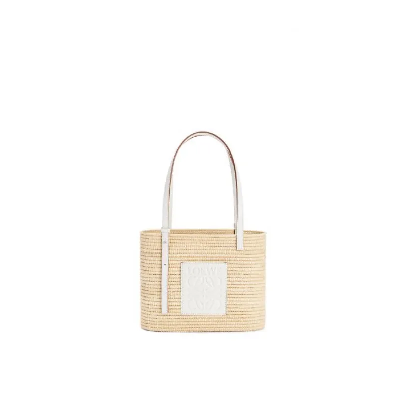LOEWE Straw Tote Bag With White Leather Logo Patch And Dual Handles size:30×21×11cm #A54072