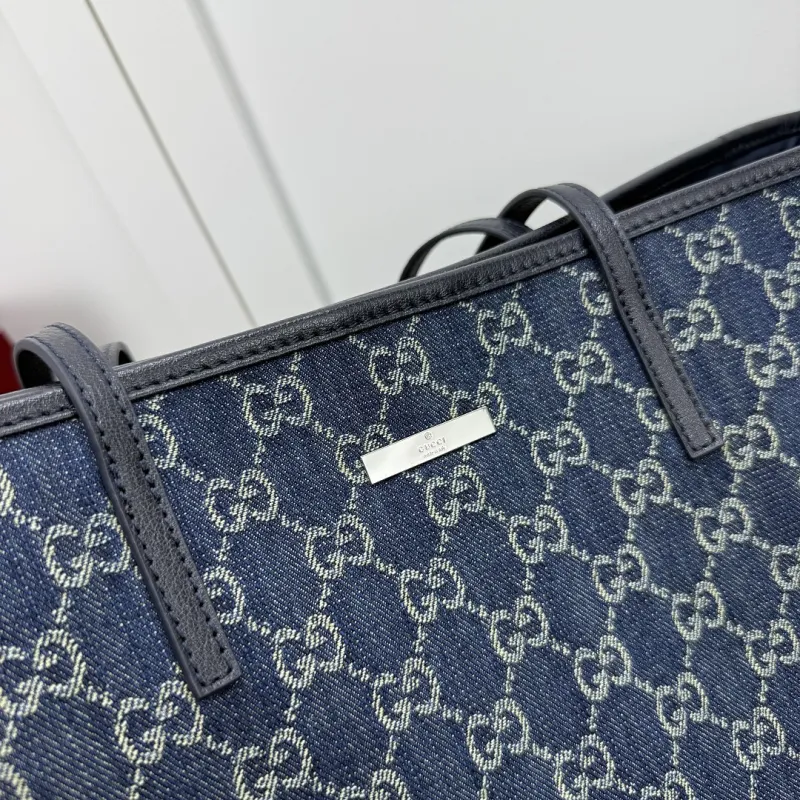 Gucci GG Denim Canvas Large Tote Shoulder Bag 38×29.5×13cm #A65011 Gucci GG Denim Canvas Large Tote Shoulder Bag 38×29.5×13cm #A65011