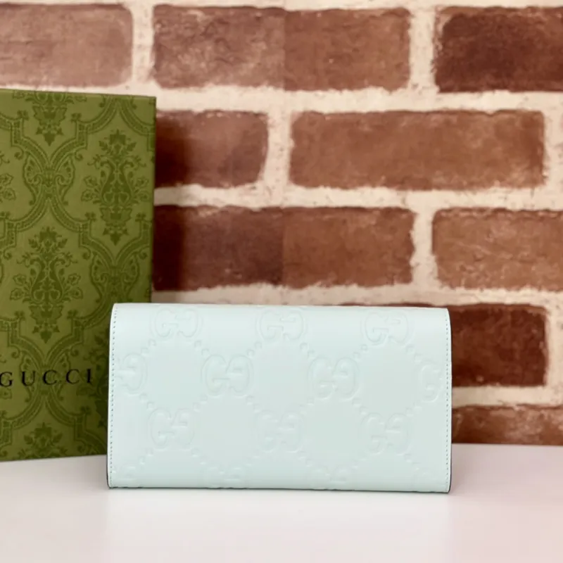 Gucci GG Embossed Leather Envelope Continental Wallet 19×10×3.5cm #A65013