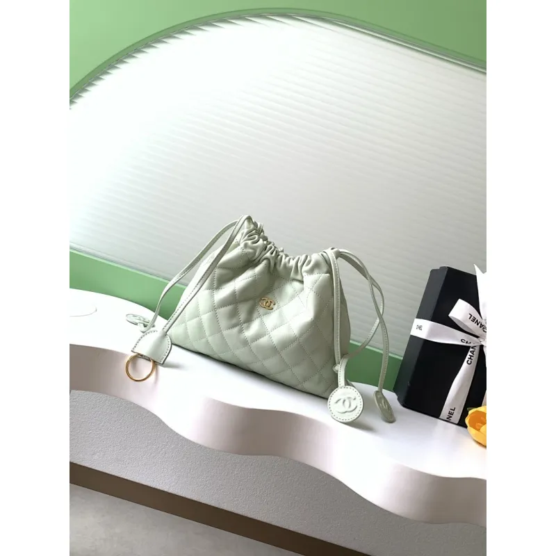 Chanel 26S Quilted Drawstring Bucket Bag, 17 x 22 x 8 cm #A63225