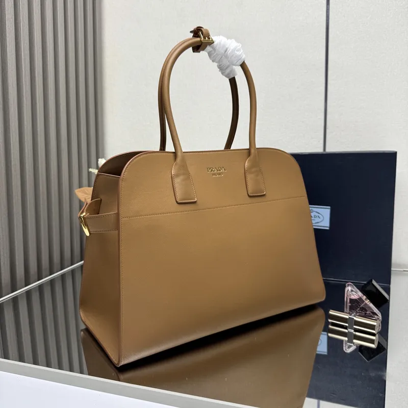 Prada Leather Handbag Collection In Classic Black And Tan Tones #A51642