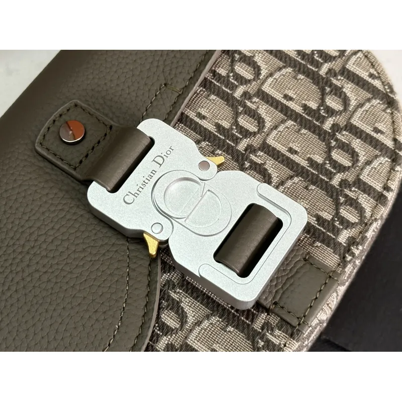 D-ior Olive Green Oblique Pattern Crossbody Bag With Signature Lock Design  size:19×13×4cm #A54109