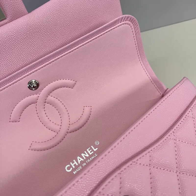 Authentic Chanel Classic Flap Bag in Light  Caviar Leather good Hardware  Wide 25cm #A54376