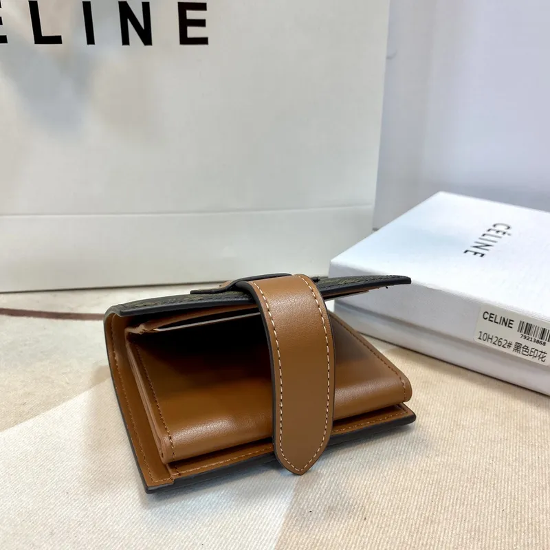 Celine Leather Wallet with Triomphe Closure #A46200