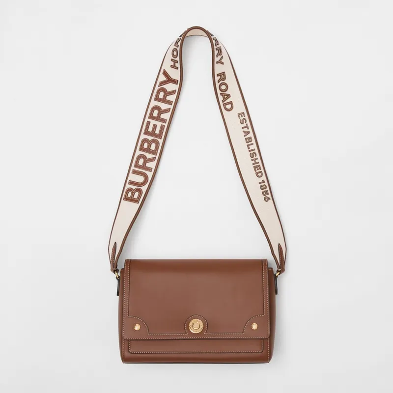 Burberry Crossbody Bag Logo Embroidered Strap &amp Leather A Nod to Heritage size:25×8×18cm #A54201