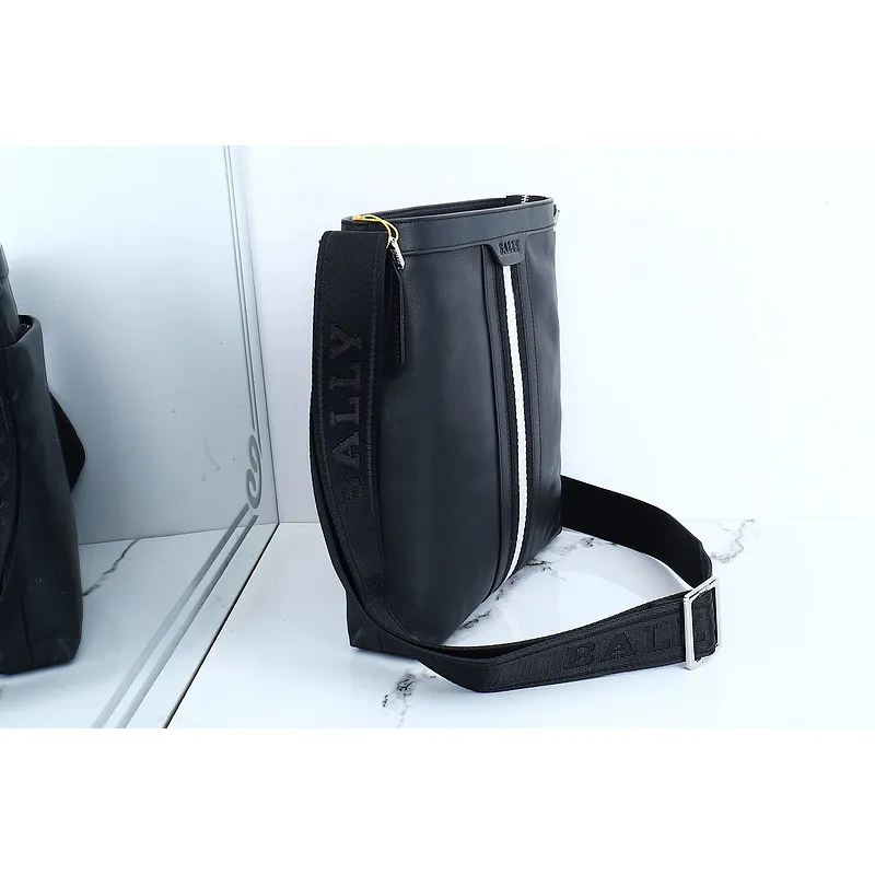 Bally Black Leather Crossbody Bag With Signature Stripe For Modern Elegance #A51671