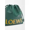 Loewe Green Leather Drawstring Tote Bag With Bold Branding For Chic Everyday Use #A50065