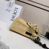 Loewe Medium Ola Raffia & Leather Shoulder Bag, 26 x 13 x 18 cm #A63229