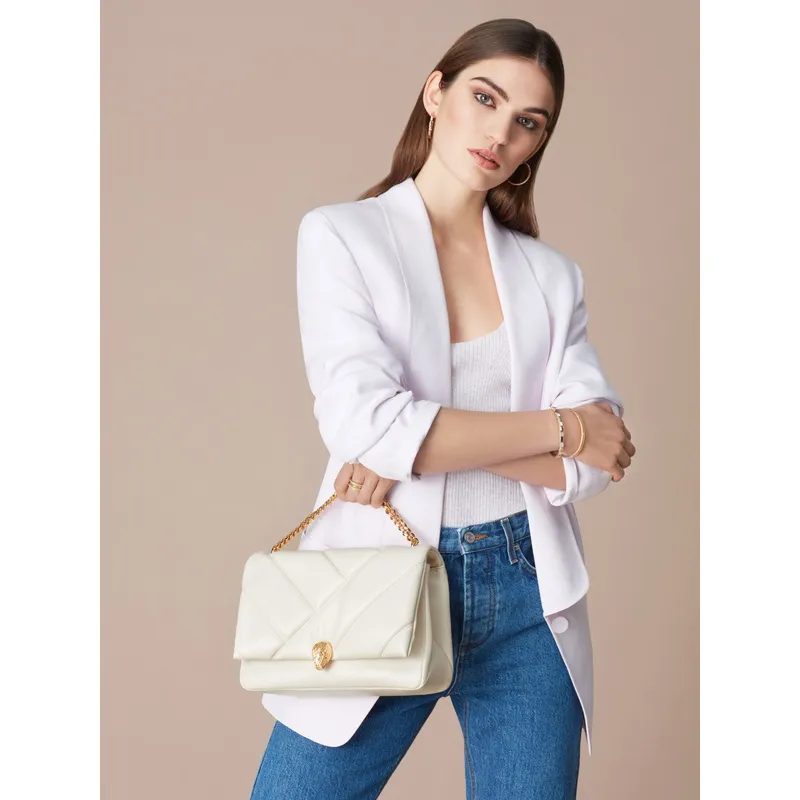 Bvlgari Serpenti Diamond Blast Shoulder Bag In Creamy White Leather For Luxury Style #A51665