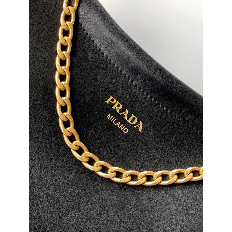 Prada Cleo Shoulder Bag (4 Colors) – Brown/Navy/Black/White Saffiano Leather with Gold-Tone Chain Strap #A59176