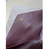 SAINT LAURENT Cassandra Envelope Clutch – Burgundy Smooth Leather with Gold YSL Logo (Detachable Chain Strap) #A58784