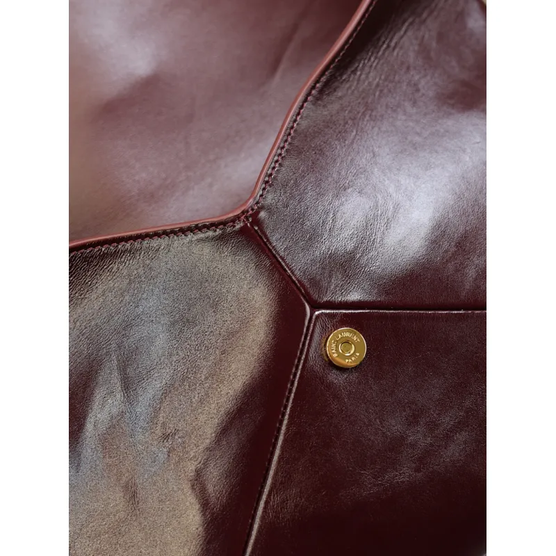 SAINT LAURENT Cassandra Envelope Clutch – Burgundy Smooth Leather with Gold YSL Logo (Detachable Chain Strap) #A58784