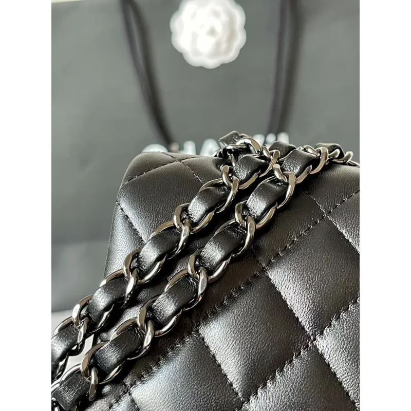 Chanel CC Black Quilted Lambskin Medium Classic Double Flap AAA+ Shoulder Bag #A54424