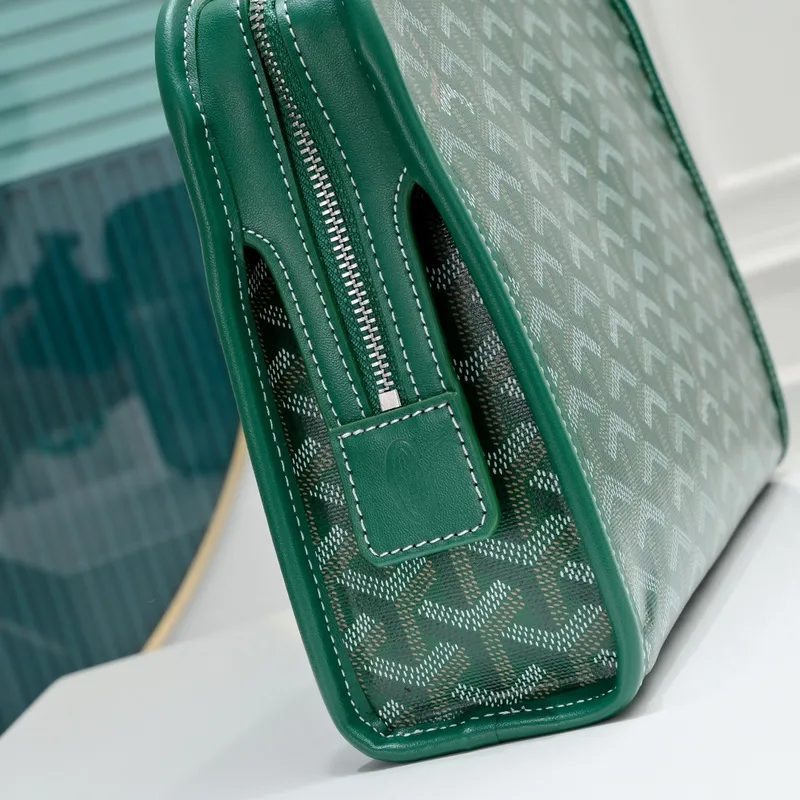 Goyard Canvas Clutch with Leather Trim #A45656 Goyard Canvas Clutch with Leather Trim #A45656