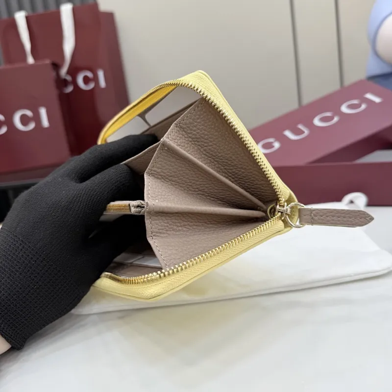 Gucci 456117 GG Marmont Zip Around Wallet - Light Yellow #A60911 Gucci 456117 GG Marmont Zip Around Wallet - Light Yellow #A60911