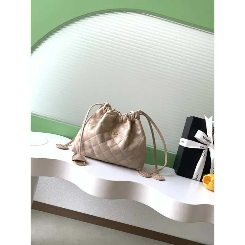 Chanel 26S Quilted Drawstring Bucket Bag, 17 x 22 x 8 cm #A63225