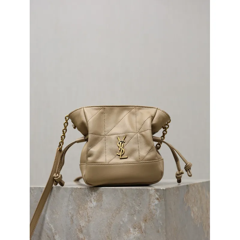 Saint Laurent Jamie Mini Crossbody Bag (859174) - Lambskin Leather, Drawstring Closure, 14.5×15.5×8cm #A59989