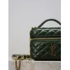 Saint Laurent 819285 GABY Mini Chain Cosmetic Bag - Dark Green Quilted Leather with Detachable Strap #A59505