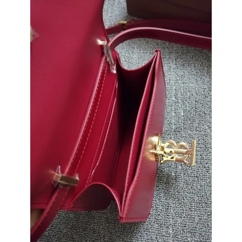 Burberry Red Leather Crossbody Bag With Iconic Gold TB Hardware #A51002 Burberry Red Leather Crossbody Bag With Iconic Gold TB Hardware #A51002