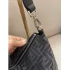 Fendi Brown And Beige FF Logo Jacquard Fabric Shoulder Bag With Leather Trims size:34×22 #A54307 Fendi Brown And Beige FF Logo Jacquard Fabric Shoulder Bag With Leather Trims size:34×22 #A54307
