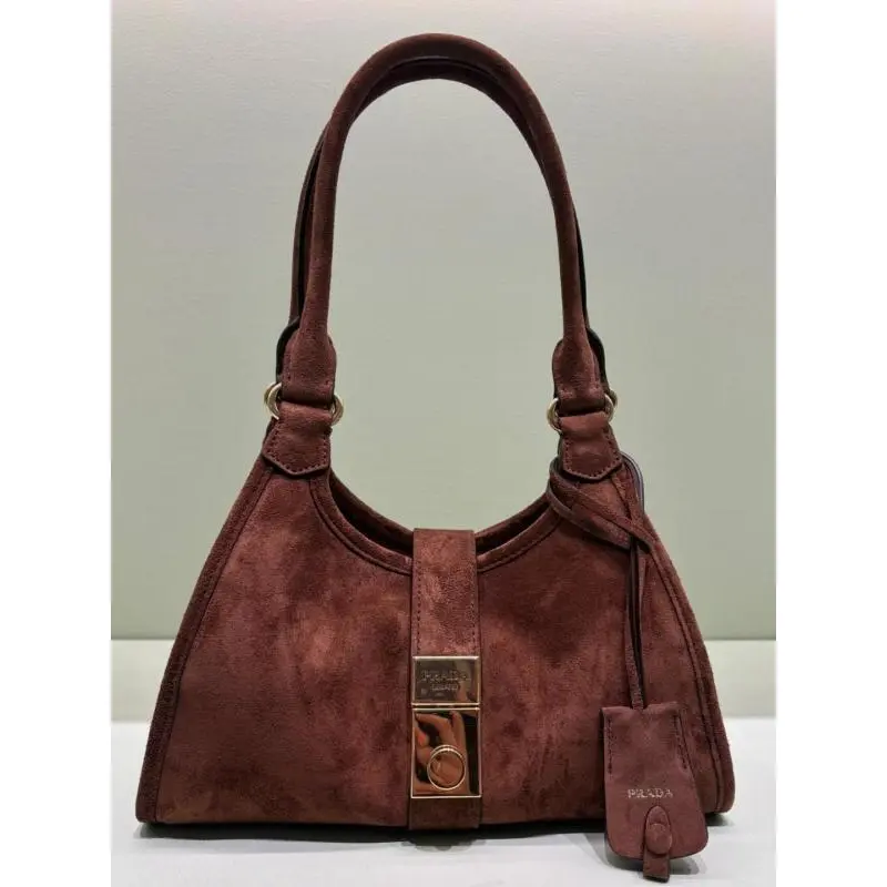 Prada Brown Suede Handbag 1BG580  #A55278
