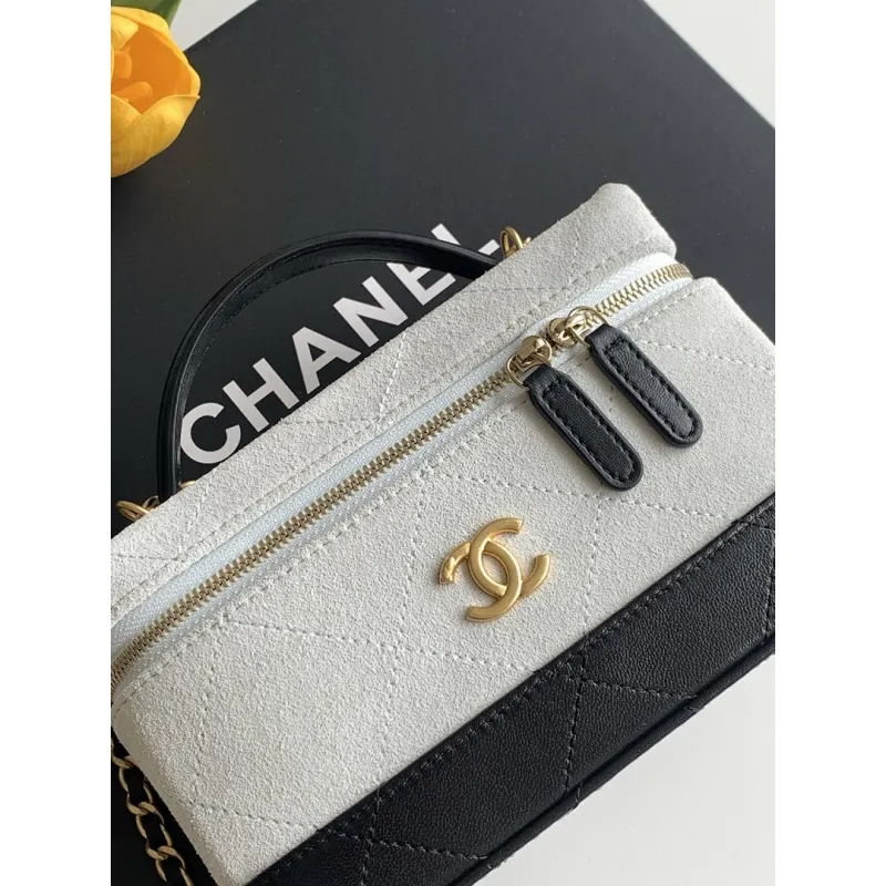 Chanel AP5276 Suede & Leather Handbag with Chain Strap Size 17-19.5-5 #A62896