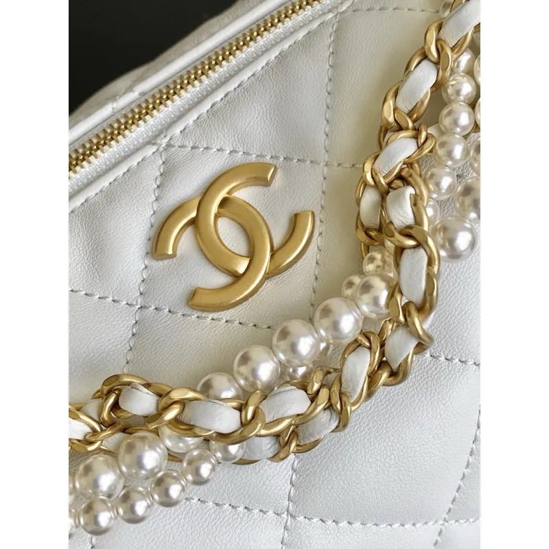 Chanel AS5898 Quilted Hobo Bag with Pearl Chain Strap Size 13-23.5-7.5 #A62897