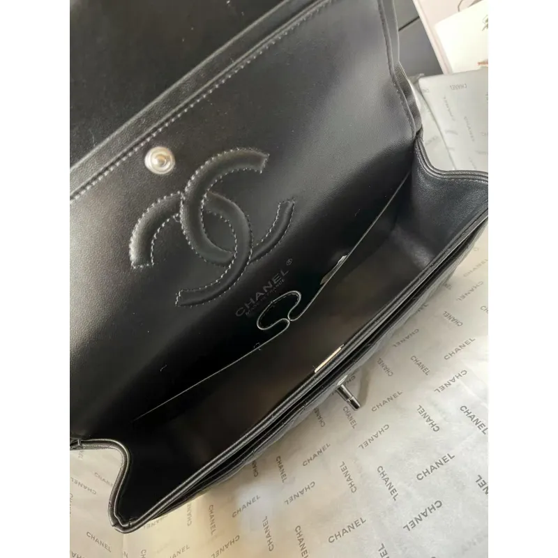 Chanel CC Black Quilted Lambskin Medium Classic Double Flap AAA+ Shoulder Bag #A54424