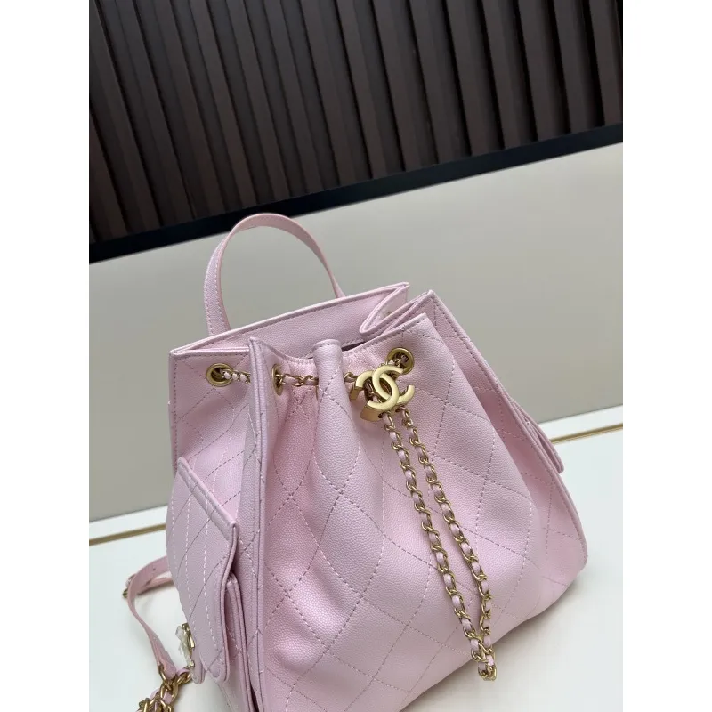 Small Hippie Backpack Drawstring Bucket Bag with Vintage Gold Coin Buttons and Diamond Pattern and Vintage Black and Gold Bag #A54522