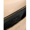 SAINT LAURENT Loulou Medium Shoulder Bag – Light Beige Suede with Chevron Quilt & Tone-On-Tone YSL Logo (Convertible Chain Strap) #A58776