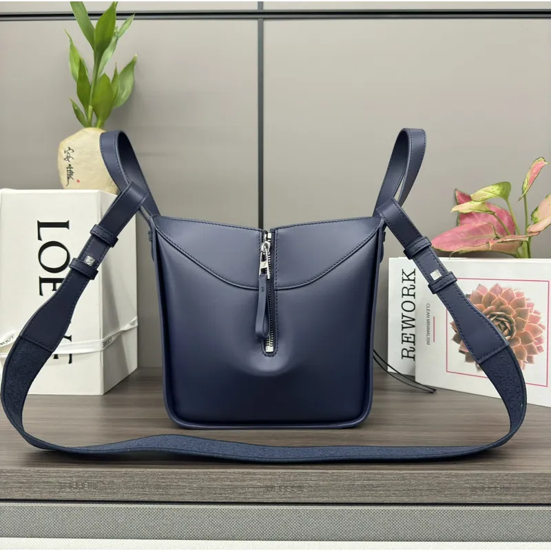 Loewe Navy Leather Bucket Bag With Adjustable Strap For Effortless Everyday Elegance #A50042 Loewe Navy Leather Bucket Bag With Adjustable Strap For Effortless Everyday Elegance #A50042