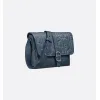 D-ior - Inspired Embossed Leather Crossbody Bag in Navy Blue size:28×18×9.5cm #A53899