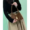 Prada Brown Suede Handbag 1BG580  #A55278