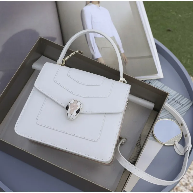Bvlgari Serpenti Forever Top Handle Bag In White Leather Timeless Elegance #A51667