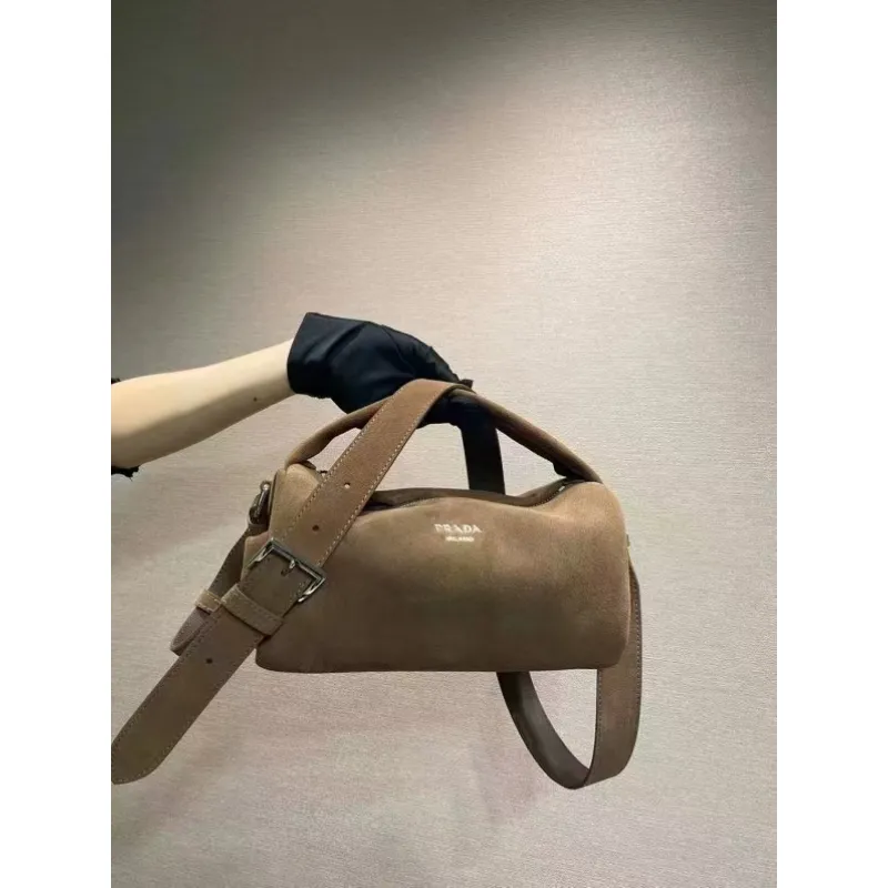 Chic Prada Barrel Bags In Suede And Leather For Fashion - Forward Styling #A49961