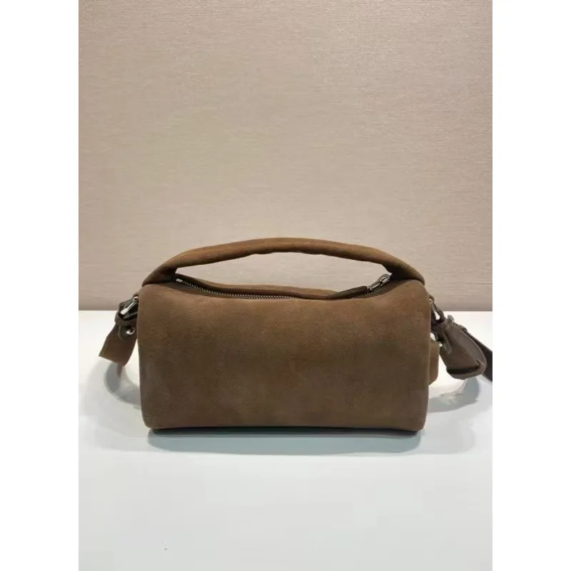 Chic Prada Barrel Bags In Suede And Leather For Fashion - Forward Styling #A49961