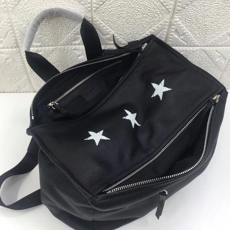 Givenchy Black Leather Star Embellished Multi Zip Tote Bag #A52354