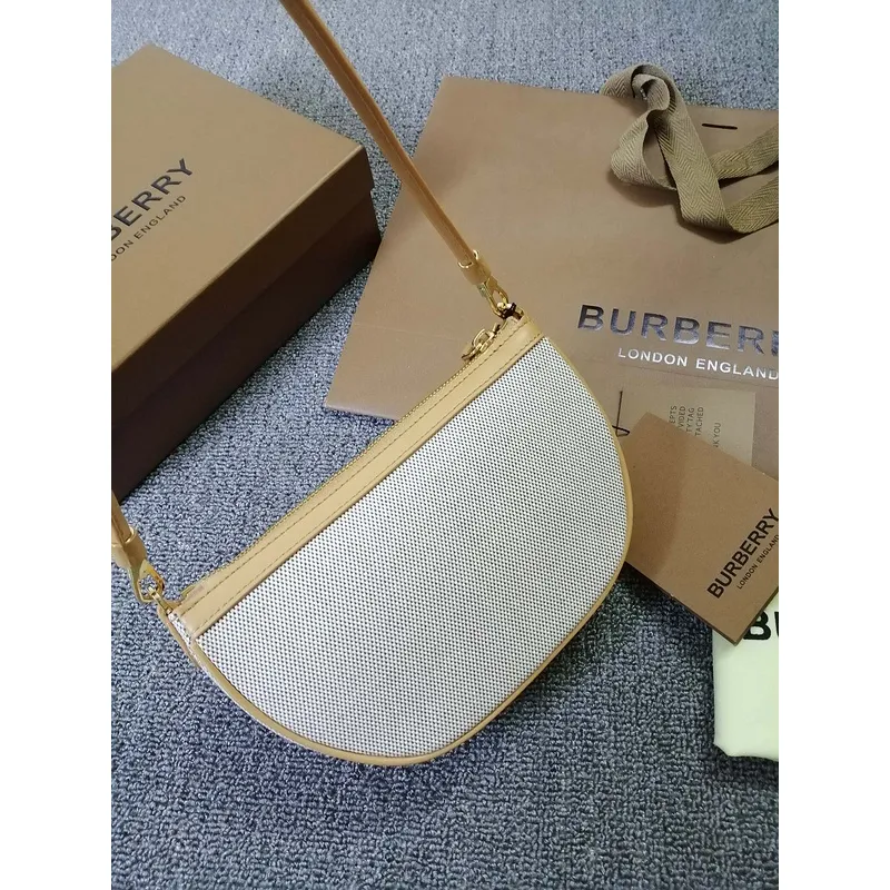Burberry Canvas And Leather Shoulder Bag With Branding In Neutral Tones #A51529
