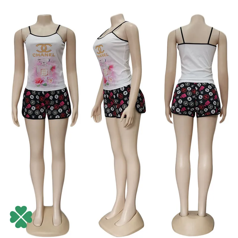 Chanel Inspired Cami Top and Printed Skirt Set for Fashion Lovers #99116376