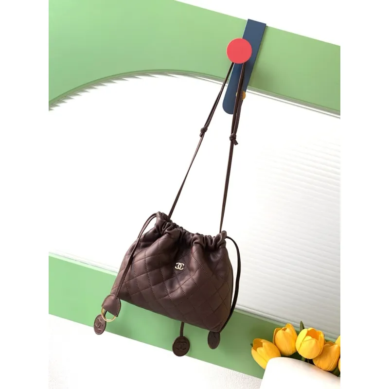 Chanel 26S Quilted Drawstring Bucket Bag, 17 x 22 x 8 cm #A63225