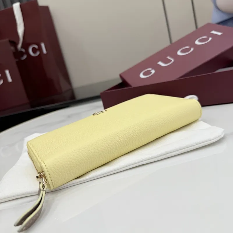 Gucci 456117 GG Marmont Zip Around Wallet - Light Yellow #A60911 Gucci 456117 GG Marmont Zip Around Wallet - Light Yellow #A60911