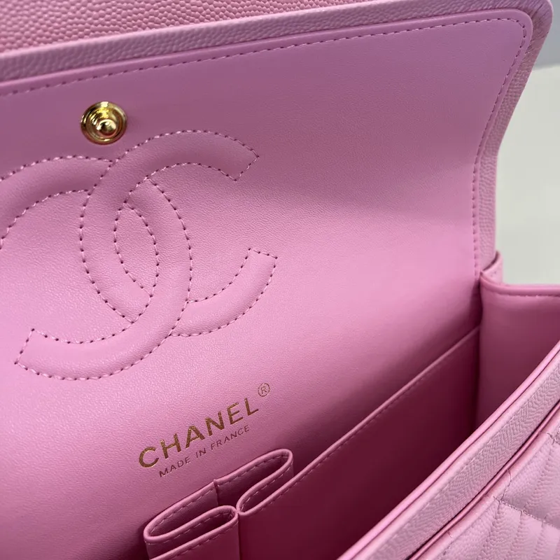 Authentic Chanel Classic Flap Bag in Light  Caviar Leather good Hardware  Wide 25cm #A54377