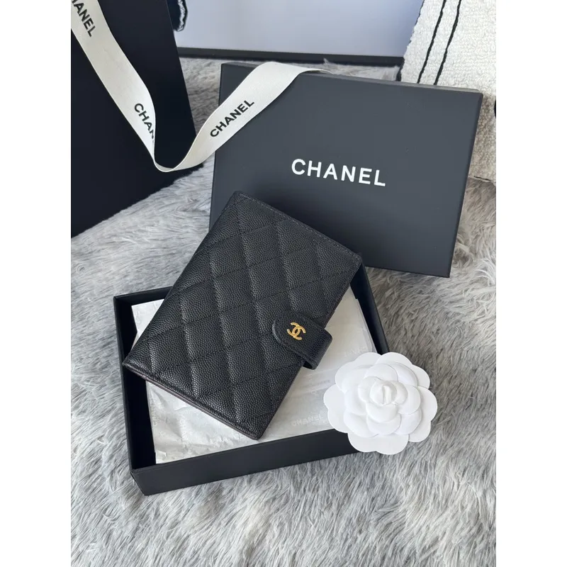 Chanel Quilted Caviar Leather Passport Holder In Blush Pink With Signature CC Turnlock #A50709