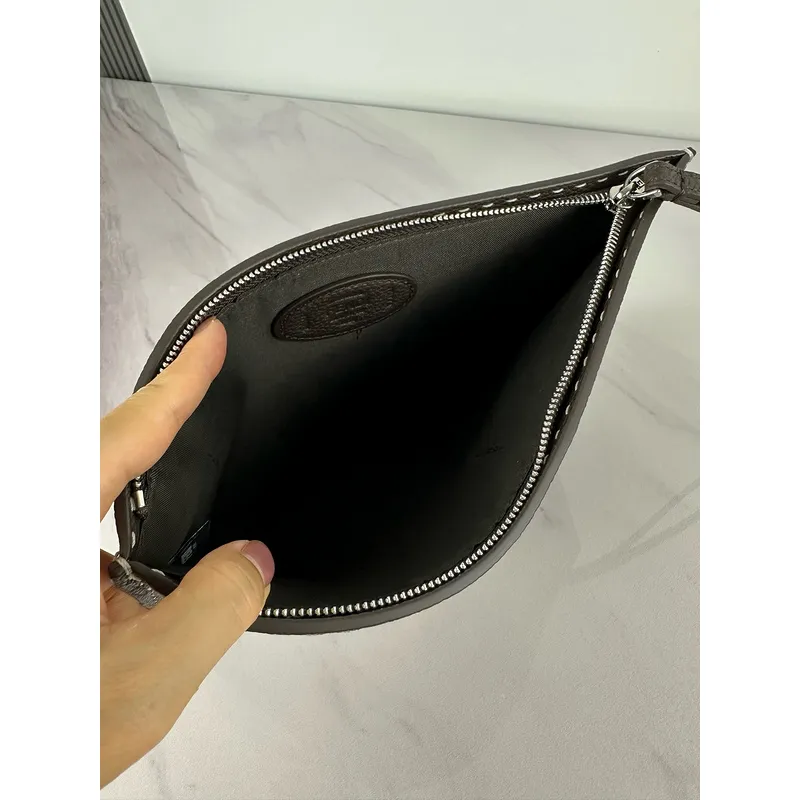 Fendi Pouch Sleek Black Leather Minimalist Logo Redefining Timeless Elegance size:30×20cm #A54204 Fendi Pouch Sleek Black Leather Minimalist Logo Redefining Timeless Elegance size:30×20cm #A54204