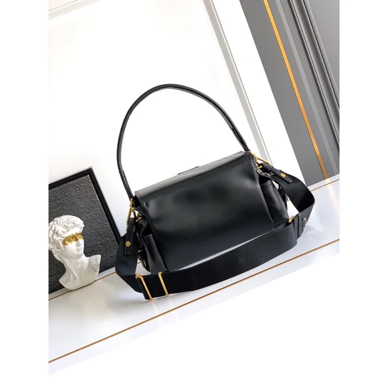 Prada Cahier Messenger Bag (2 Colors) – Burgundy/Black Leather with Gold-Tone Triangle Logo & Buckle Hardware #A59179