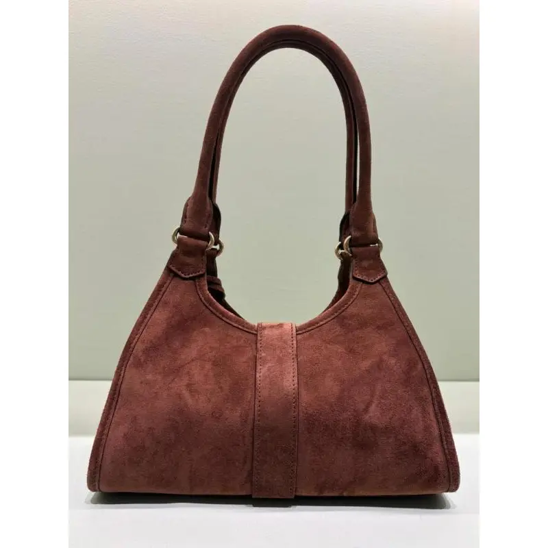 Prada Brown Suede Handbag 1BG580  #A55278