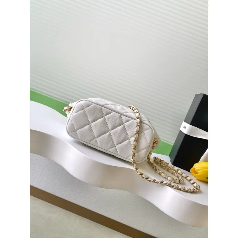 Chanel AS5898 Quilted Hobo Bag with Pearl Chain Strap Size 13-23.5-7.5 #A62897