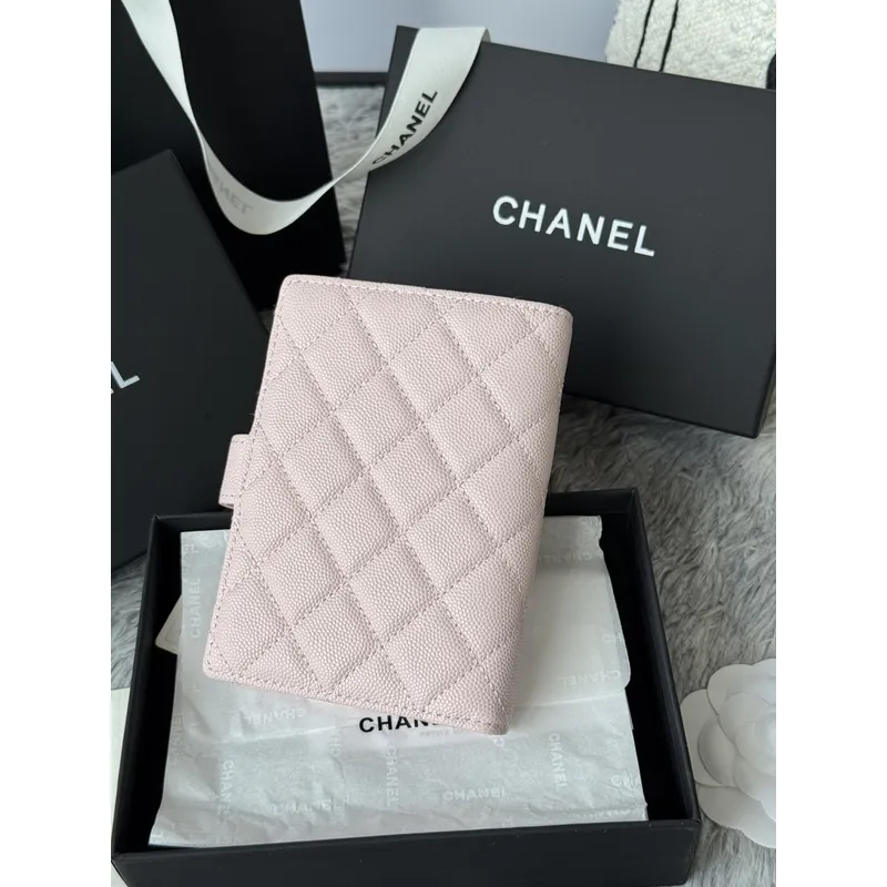 Chanel Quilted Caviar Leather Passport Holder In Blush Pink With Signature CC Turnlock #A50709
